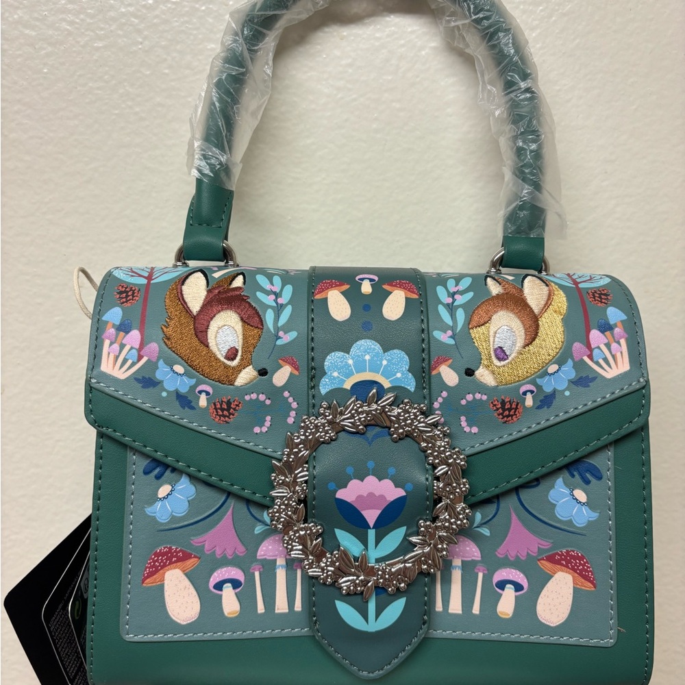 Loungefly Green Crossbody Bag with Whimsical Woodland Design